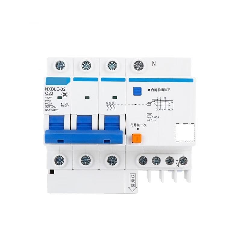 Disyuntor de corriente residual NXBLE-32 3P+N C32 30 mA 6 kA para protección trifásica