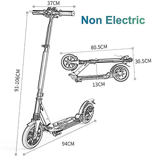 Scooter Erwachsene Erwachsene Tretroller mit gro&szlig;en R&auml;dern und Handbremsseile Faltbare Doppelaufhebung Pendler Scooter mit Tragetasche - Unterst&uuml;tzt 220lbs LQHZWYC (Color : Red)