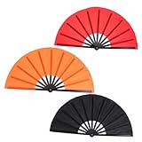 Baluue 3 Stück Teiliges Faltbares Kung-fu Tanzfächer aus Strapazierfähigem Oxford Kunststoffrahmen Klappernde Handfächer für Taichi Traditionelle Chinesische Tanz Party-accessoires