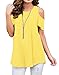 Aolakeke Short Sleeve Cold Shoulder T Shirt Tops Casual Loose Blouse Round Neck Tunics