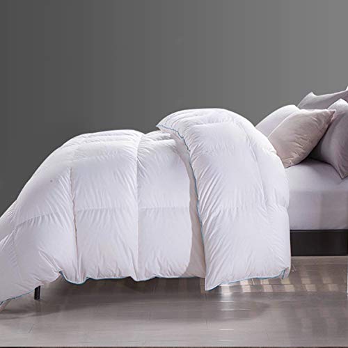 Goose Down Quilt Insert, White Baffle Box Duvet Quilt for All Season, 800+ Fill Power 46oz Down Filled Comforter with Corner Tab (Full/Queen Size 90x90 Inch)