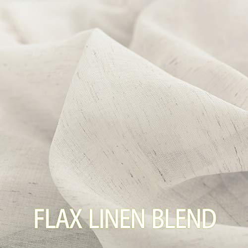 Image of FMFUNCTEX Sheer Tiers 24 Inch Short Natural Flax Linen Blend Small Cafe Curtains for Laundry Room Windows Farmhouse Rusric Curtains Rod Pocket 2 Panels Set