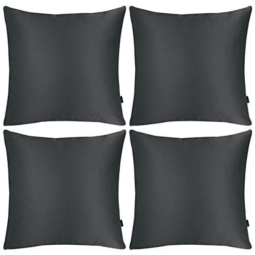 Faylapa - Set di 4 federe in raso di seta pesante, colore nero e satinato, per la casa, 45,7 x 45,7 cm (solo custodia)
