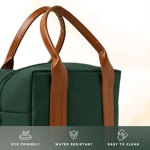 Image of United Colors of Benetton Lunch Bag for Women & Men, Insulated Bag, Tiffin Lunch Bag for Office /College /School, Bottle Holder, Lightweight, Durable Handles, Multiple Pockets (Dark Green)