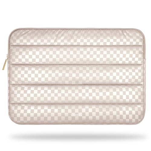 Image of Vandel Puffy Laptop Sleeve Case, 13-14 inch Laptop Sleeve Bag Case 13.3 Inch, Compatible with MacBook Air /Pro 13 /Pro 14 /iPad Pro 12.9, HP Dell ASUS Computer Bag Cover, Checker Champagne