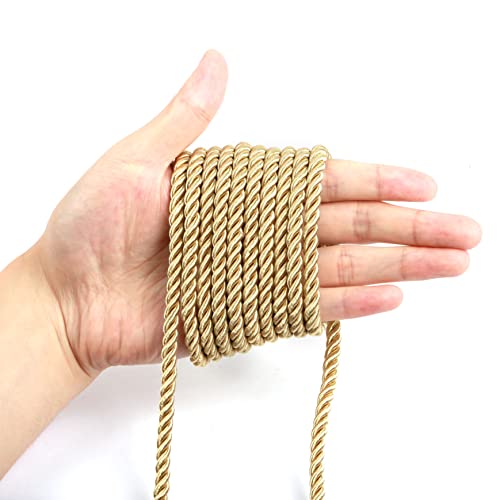 Bel Avenir 6Mm 16Yards Twisted Cord Rope Trim Craft Decorative Nylon Rope Handmade Cording For Sewing Crafts Upholstery Home Décor (Gold) #TOP1