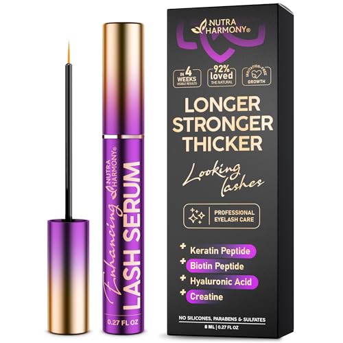 Lash Serum for Eyelash Growth – Pro Treatment with Keratin, Biotin & Peptides – Hyaluronic Acid, Creatine & Castor Oil – No Prostaglandins, Vegan, Non‑Irritating Formula for Longer, Fuller Lashes, 8ml