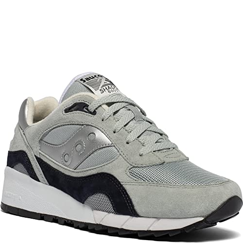 Saucony Unisex Big Kid Shadow 6000 Sneaker, Grey/Silver, 3.5