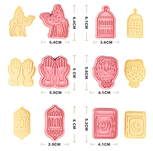 6 Pieces Cute Eid Mubarak Cookie Cutters Plastic Eid Mubarak Cookie Stamp Cookie Mould Press Lesser Bairam Cookie Mould Set Baking Kitchen Tools (Camel B) #TOP4