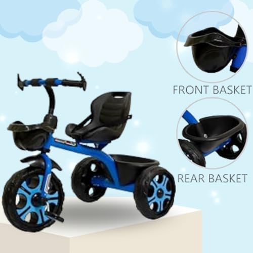 Image of Maanit Kids Tricycle with Rear & Front Basket | Comfortable Cushioned Seat | Baby Trike for Boys & Girls Ages 2 to 4 Years | Sturdy & Safe Tricycle