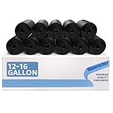 Victoria Bay Black 12-16 Gallon Garbage Trash Bags 24' x 33' 6MIC - 20 Rolls of 50 bags Each - 1000 Count/Case for Commercial Restrooms, Offices, Industrial, Janitorial, Schools, Catering Services.