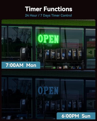 Image of 30 inchx10 inch Large LED Open Sign BT and Remote Control Open Signs Super Bright Dimmable Business Open Sign for Storefront Window Bar Salon Cafes Retail Shops Green