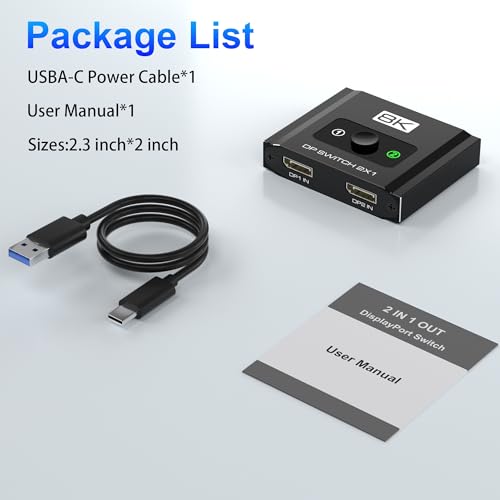Displayport Switch 2-in-1-out, 8K@60Hz, 4K@120Hz, Resolution DP 1.4 DisplayPort Switcher Selector Box, DSC Support, Display Port Switcher Compatible with PC, Laptop, Monitor, Gaming, TV, NVIDIA, AMD - Image 8