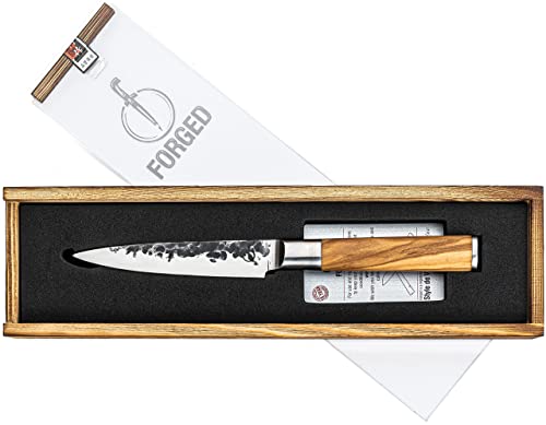 Forged Cuchillo Multiusos Olive - 12,5 cm - Hecho a Mano en Estuche de Madera