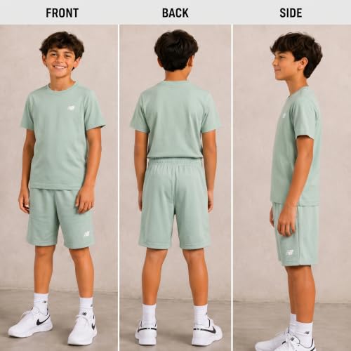 Image of New Balance Boys Athletic Shorts Set - 2 Piece Cotton Blend Jersey Shirt and Active Basketball Shorts for Boys