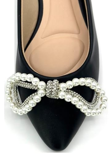 TruFox Women's Ballet Flats Rhinestone Bow Slip on Flat Ballerina Shoes4