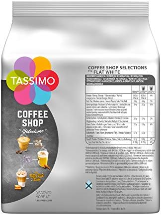 Tassimo Flat White, Coffee Shop Selections, Coffee, Coffee Drink 220 g, 16 T-Discs / 8 Servings