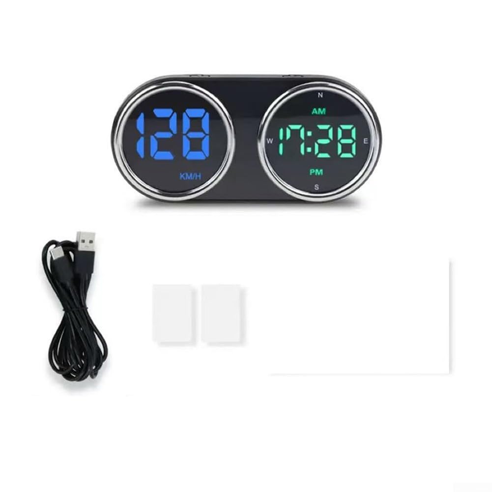 Speedometer HUD for Car Dashboard, Digital Clock, Overspeed Alarm, Switchable KMH/MPH Display, Compatible with Most Vehicles, 5V Powered