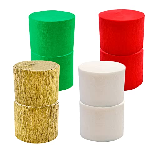 Yssai 8 Rolls Christmas Crepe Paper Streamers Rolls 656 Feet Red Green Party Streamers Garland Hanging Backdrops Decorations For Xmas Wedding Bridal Baby Shower Birthday Diy Art Project Supplies #TOP1