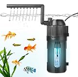 BAITAI Internal UV Fish Tank Filter,400L/H 4W Aquarium Filter Pump,Turns Green Water to Clear,5-in-1 Filter Pump for 15-80L Aquarium,Flow Rate and Direction Adjustable