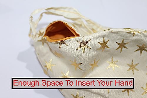 IS4A 2 pc Gaumukhi Jap Mala Bag (Hare Rama Hare Krishna Design) Indian Handicraft Cotton Gomukhi Japa Mala Chanting Bag, Prayer Mala Japa Jholi for Mantra Jap, Japa Meditation & Yoga Prayer Bag4