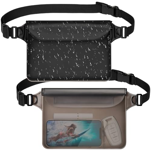 Image of F-color Waterproof Fanny Pack - Waterproof Pouch, Beach Cruise Essentials | Adjustable Waist Strap, Triple Zipper Roll-Top Dry Bag for Phone, Keep Passport Valuables Dry for Beach Kayaking Boating