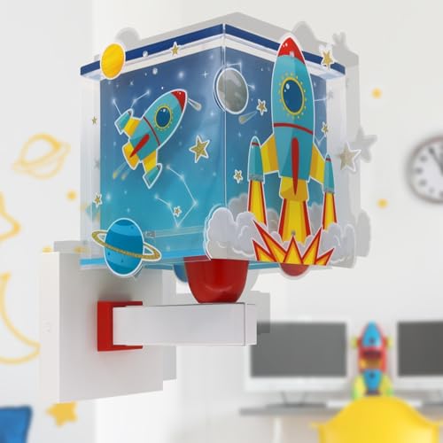 DALBER Aplique Infantil Pared Rocket Cohete Azul 63359 E27 15W con cable e interruptor 1
