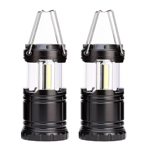 2 Pack Collapsible Outdoor LED Camping Lantern, Portable Battery Powered Light, New Upgrade Emergency Electric Lamp with Foldable Handle, Applicable to Hurricane, Emergency, Family, Shed