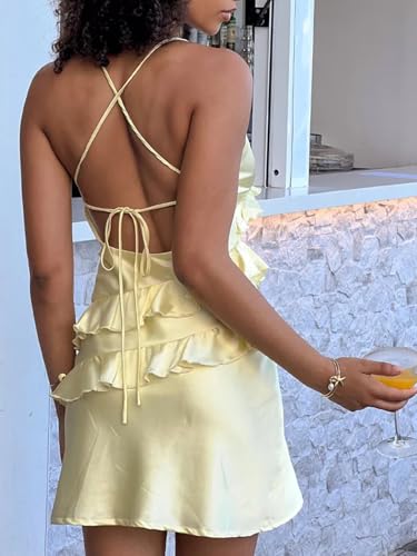 Spaghetti Strap Satin Homecoming Dresses for Teens 2025 Mini HOCO Dress Asymmetrical Ruffles Party Gown4