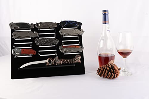 Acrylic Knife Holders Showcase Knife Block Holds 14 Pocket Knives Multifunctional Storage Display Stand (Black) #TOP1
