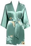 BABEYOND Short Kimono Bath Robe Blouse Satin Silky Kimono Cover Up Loose Cardigan Sleepwear Wedding Robe