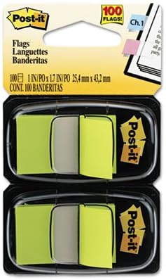 Post-it Banderas, 1.0 in, ideal para marcar y marcar documentos de papel, verde brillante, 50 por dispensador, dos dispensadores por paquete.