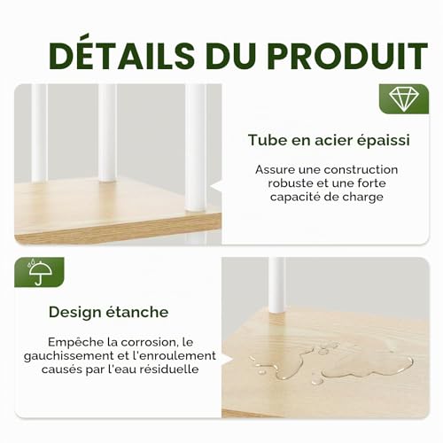 Support plante interieur metal blanc et etagere a fleurs d angle Bamworld - 6