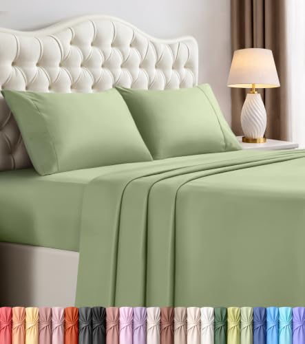 Utopia Bedding Queen Size Sheet Set – 4 Piece Bed Sheets, Soft and Breathable Microfiber, Includes 1 Fitted Sheet, 1 Flat Sheet and 2 Pillowcases – Oeko Tex (Sage)
