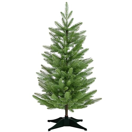 3ft Artificial Christmas Tree 100% PE Injection Moulded Full & Realistic Premium Green Bushy Xmas Tree Pine Trees with Sturdy Plastic Stand and 72 Odorless Foldable Branch Tips, Quick Setup 90cm