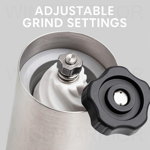 Image of Manual Coffee Grinder with PLASTIC BODY & Travel Coffee Press - Portable Hand Coffee Grinder Fits AeroPress, Adjustable Precision Grind for Espresso, French Press, Pour Over, and Cold Brew