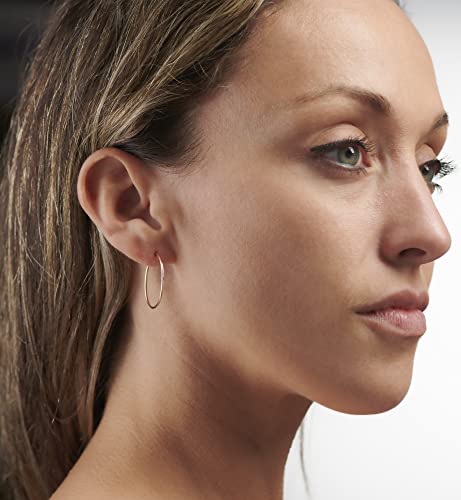 MAZZERI 14k Diamond Cut Gold Hoop Earrings, 1-mm, Hypoallergenic, Round Endless Closure Hoops for Pierced Ears3