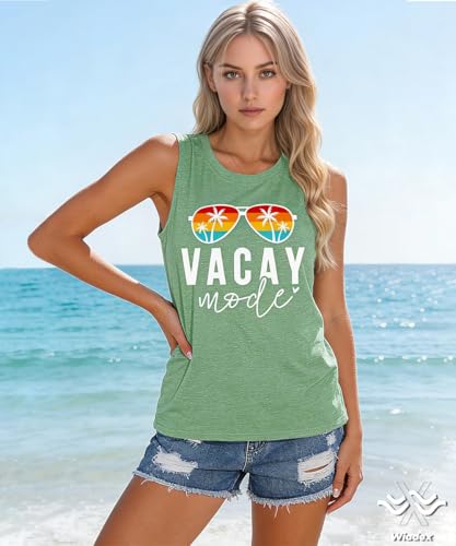 Image of Vacay Mode T Shirts for Women Summer Beach Hawaii Vacation Short Sleeve Tops Holiday Cruise Getaway T Shirts