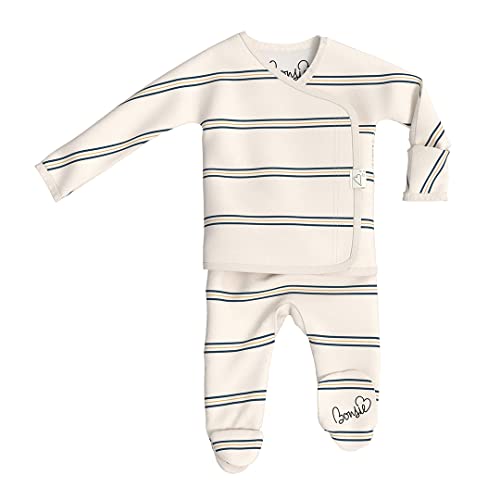 Image of Bonsie Skin to Skin Babywear Footie Bodysuit - Striped Baby Footed One Piece with Stripe Pattern - Old School