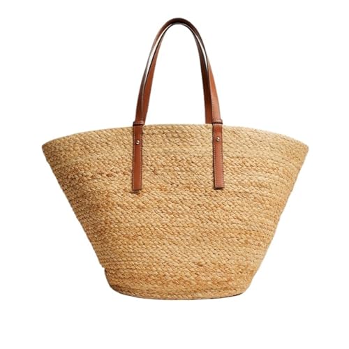 Large Capacity Beach Shopping Bags Rattan Woven Shoulder Bag Women Handmade Straw Handbags Summer Travel Bag