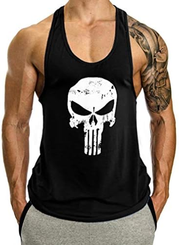 ZODEYI Mens Tank Tops Workout Shirts Bodybuilding Stringer Tank Top Sleeveless Fitness Vest (Black(no Hooded), Large)