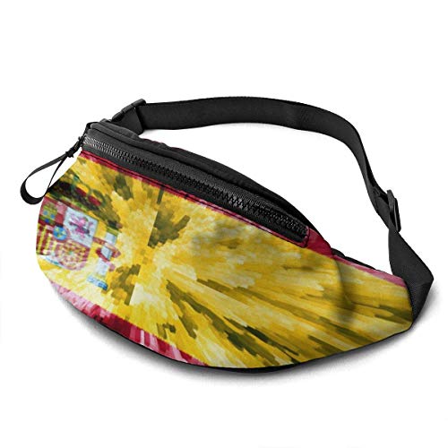 GOSMAO Riñoneras Deportivas,Riñoneras Running con Correa Ajustable,Bandera de España,Bolsos de Gimnasio Bolsos Bandolera para Hombre Mujer