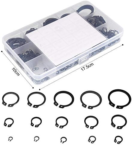 FandWay 320Pcs 15-Sizes 65Mn Steel External Circlips Snap Retaining Rings,C-Clip Retaining Clip Ring Assortment Set,M4-M28