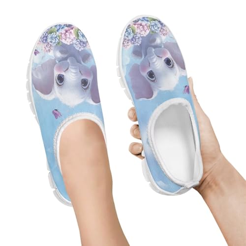 Boy's Girl's Mesh Sneakers Casual Slip On Loafers Shoes Lightweight Non Slip Walking Flats Shoe for Little Big Kids White Sole Size 11-152