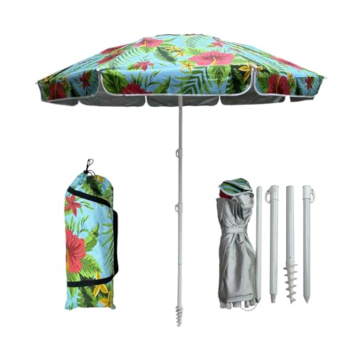 LOTTAFUN Portable Beach Umbrella 6ft – Lightweight Adjustable Outdoor Patio and Beach Umbrella Sun Shade with Sand Anchor & Carry Bag, Outdoor Folding no Tilt The sand needs to exceed the spiral 6inch by LOTTAFUN - Used condition - US$25.61