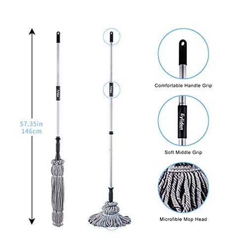 image for Eyliden Mop with 2 Reusable Heads, Easy Wringing Twist Mop, with 57.5 
