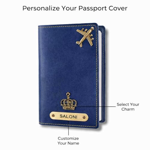 Image of Vegan Leather Family Travel Gift Set, Large Travel Organizer, Medium Pouch, 2 Passport Covers, 2 Luggage Tags in Gift Box (Blue)