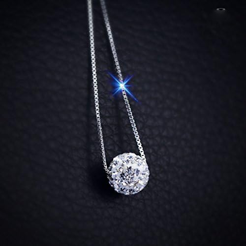 CIShop S925 Sterling Silver Chain Full Diamond Crystal Ball Sparkle Colla Pendant Necklace for Women - Image 3