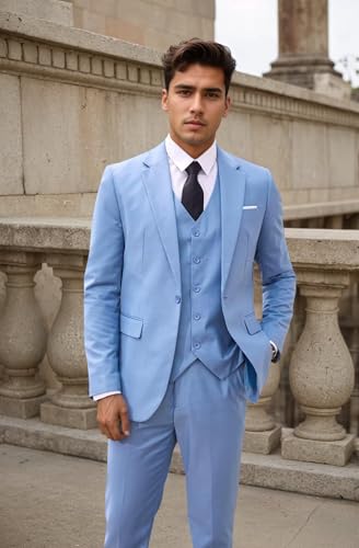 Suits for Men Slim Fit 3 Piece, Formal Business Tuxedo for Men Slim Fit Prom Suits Mens Suit 3 Piece Set Groom Wedding Party3