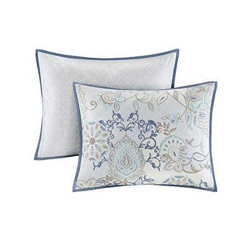 Madison Park MP10-5803 Season Set, Matching Bed Skirt, Decorative-Pillows, Queen(90"X90"), Isla, Floral Medallion Blue 8 Piece thumb #15